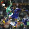 Mexico's striker Guillermo Franco (L) challenges France's defender William Gallas during the 2010 World Cup group A first round football match between Mexico and France on June 17, 2010