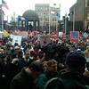 Thousands of public unionists and their supporters rallied in Trenton, New Jersey on Friday, Feburary 25.