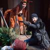 Isabel Bayrakdarian (Vixen) and Joshua Bloom (Harašta, a poultry dealer) in the New York Philharmonic's production of Janáček's The Cunning Little Vixen, conducted by Music Director Alan Gilbert