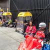 Chitra Rameswaram (second from right) and a mix of professional line waiters and fans wait for Hamilton cancellation tickets before the show issued a stricter line policy. 