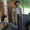 Co-directors Matteo Norzi and Leonor Caraballo, with producer Abou Farman on set in the Peruvian Amazon