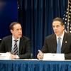 From left: Dr. Howard Zucker, Gov. Andrew Cuomo, Mayor Bill de Blasio discussing how NY will implement quarantines for possible ebola cases