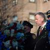 Mayor Bill de Blasio attends the plaque dedication and wreath laying ceremony in honor of Detectives Rafael Ramos and Wenjian Liu in Brooklyn. December 20, 2015.