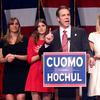 Gov. Andrew Cuomo, Sandra Lee and family on stage after Andrew Cuomo won re-election for a second term, at the Sheraton on November 4, 2014 in New York City. 