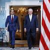 Qatari Foreign Minister Sheikh Mohammad bin Abdulrahman Al Thani with Secretary of State Rex Tillerson at the State Department