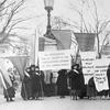 Women pickets at White House gate in Washington sometime in 1918.