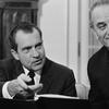 President Lyndon B. Johnson and President-elect Richard Nixon confer in Johnson's White House office on Dec. 12, 1968. 