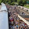 The Belmont Park Station was overwhelmed when a crowd of thousands attempted to leave the Belmont Stakes and take the Long Island Railroad at the same time on June 7, 2014.