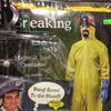 A Hazmat suit Halloween costume on the racks at a Halloween pop-up store. Many of these costumes are sold out at other shops around the city, which many attribute to interest in Ebola. 