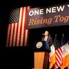 Mayor Bill de Blasio delivers his first State of the City speech at LaGuardia Community College on February 10, 2014.