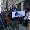 Attorneys protesting an immigrant's arrest outside Brooklyn Criminal Court on Nov. 28, 2017.