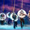 The cast of 'Disaster' performs at the Nederlander Theatre.