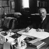 British composer Edward Elgar at work composing around 1919. 