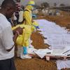 A burial in Freetown (King Tom) Cemetery in Sierra Leone in January 2015.