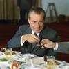 President Richard Nixon (USA) toasts Zhou Enlai the Chinese Prime Minister during a state banquet in Beijing in 1972. 