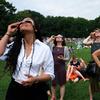 Watching the eclipse on August 21, 2017 in Central Park's Sheep Meadow.