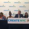 Mayor Bill De Blasio unveils the city's new cultural plan, CreateNYC, at Materials for the Arts in Long Island City.