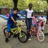 From L-R, Devin Johnson, 9, and his mother, Diane Crawford, 40, her niece A'Nia Crawford, 9, and nephew Luis Martinez, 11, enjoying the last week of summer in the South Bronx.