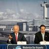 Vice President Joe Biden and Governor Andrew Cuomo announce a design competition in October 2014 to remake JFK and LaGuardia airports.