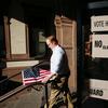A man exits a polling station after casting his ballot during New Jersey's primary elections on June 7, 2016 in Hoboken, New Jersey.