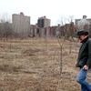 Rich Hallett with the U.S. Forest Service examining trees damaged by rats in Kissena Corridor Park, Queens in April 2014.