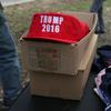 Donald Trump gear for sale outside of his rally in Bethpage, Long Island, which attracted thousands of supporters and nearly 100 protesters. 
