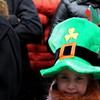 Teagan McAdams, 7,  from Derry, Ireland with her family at the annual St. Patrick's Day Parade.