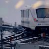 AirTrain rail service exits a station at JFK Airport in New York City. 