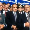  New York City's Mayor Rudolph Giuliani, left, at a press confrence endorsing Mario Cuomo for Governor of New York October 25, 1994 in New York City.