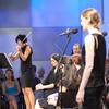 Violinst Jennifer Koh and vocalist Helga Davis with the cast from 'Einstein on the Beach' in The Greene Space