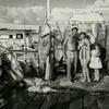 A proud fishing family in 1958 stands before several prizewinning fish much bigger than a human five-year-old