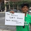 Jeanita Sebastian of Manhattan came to Philadelphia for the DNC to protest for better treatment by police of people who have a mental illness.