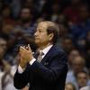 EAST RUTHERFORD, NJ - JUNE 13, 2003: Former New Jersey Nets owner Lewis Katz applauds in Game five of the 2003 NBA Finals against the San Antonio Spurs at Continental Airlines Arena.