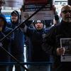 The Patrolmen's Benevolent Association protesting outside New York Public Radio on October 28, 2016 for Mayor de Blasio's appearance on The Brian Lehrer Show.