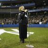 Renee Fleming sings the national anthem prior to game two of the World Series between the Florida Marlins and the New York Yankees on October 19, 2003 at Yankee Stadium in the Br