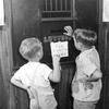 Mailing letters to Santa in the special letter box, 1947.