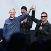 Apple CEO Tim Cook and U2 announced its new album, Songs Of Innocence, during a special event at the Flint Center for the Performing Arts on Sept. 9, 2014.
