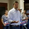 Kansas Secretary of State Kris Kobach and candidate for the Republican nomination for Kansas Governor addresses supporters during a campaign stop Friday, Aug. 3, 2018, 