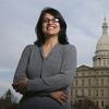 In this Thursday, Nov. 6, 2008, file photo, Rashida Tlaib, a Democrat, is photographed outside the Michigan Capitol in Lansing, Mich. 