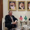 U.S. Secretary of State Mike Pompeo, left, meets with Saudi Foreign Minister Adel al-Jubeir in Riyadh, Saudi Arabia, Tuesday Oct. 16, 2018. 