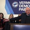 U.S. Sen. Bernie Sanders, I-Vt., thanks supporters after winning re-election during a Democratic election night rally party in Burlington, Vt., Tuesday, Nov. 6, 2018. 