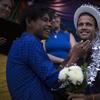Central American migrant gay couple, Pedro Pastor, left, from Guatemala, and Erick Alexander Duran, from Honduras, smile after after celebrating their symbolic wedding in Tijuana, Mexico