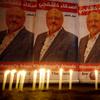 In this Oct. 25, 2018, file photo, candles, lit by activists, protesting the killing of Saudi journalist Jamal Khashoggi, are placed outside Saudi Arabia's consulate, in Istanbul,