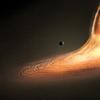 a saturn-like objects made of light with a black hole in the center