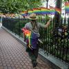 A National Park Service ranger place rainbow flags, representing LBGTQ pride, along fencing around Christopher Park, Friday June 14, 2019, in New York's Greenwich Village. 