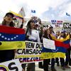 Demonstrators protest against the Venezuelan government outside of the Organization of American States in Washington, Monday, April 3. 