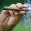 close-up of a man vaping an electronic cigarette