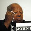 In a Thursday, Feb. 25, 2010 photo, St. John Dixon wipes tears from his eyes during a conference at Alabama State University in Montgomery, Ala.