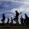 The Houston Astros warm up before a spring training baseball game against the Detroit Tigers Monday, Feb. 24, 2020, in Lakeland, Fla.
