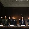 Office of Refugee Resettlement Director Jonathan Hayes, second from right, is sworn in for a Senate Judiciary Border Security and Immigration Subcommittee hearing about the border on May 8, 2019.